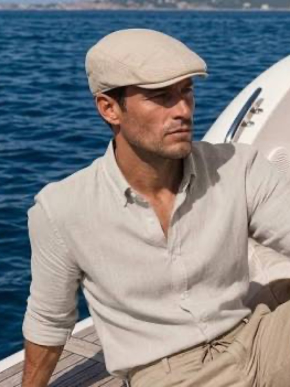NWT Kbethos Cream Linen Newsboy Flat Cap